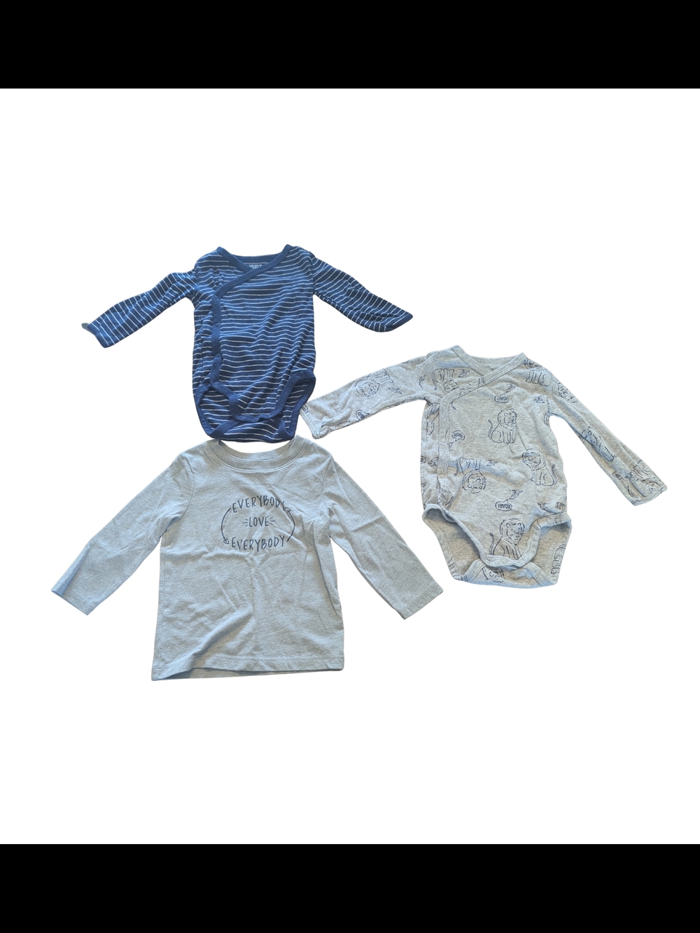 EUC Baby 12 month Long Sleeve Shirt Bodysuit Bundle Lion Stripes Carters